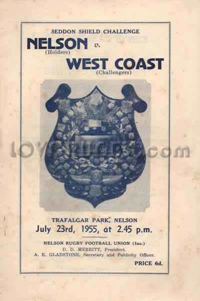 1955 Nelson v West Coast  Rugby Programme